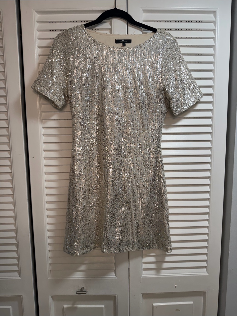 7 For All Mankind Champagne Sequin Mini Dress